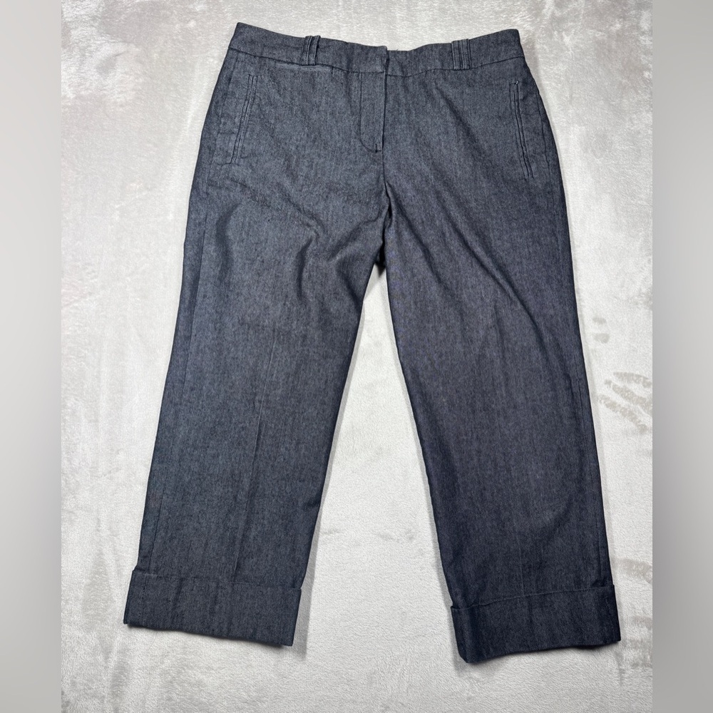 Sandro Sportswear Black Denim Rolled Cuffs Cropped Length Casual Pants Size 10 - Picture 1 of 15